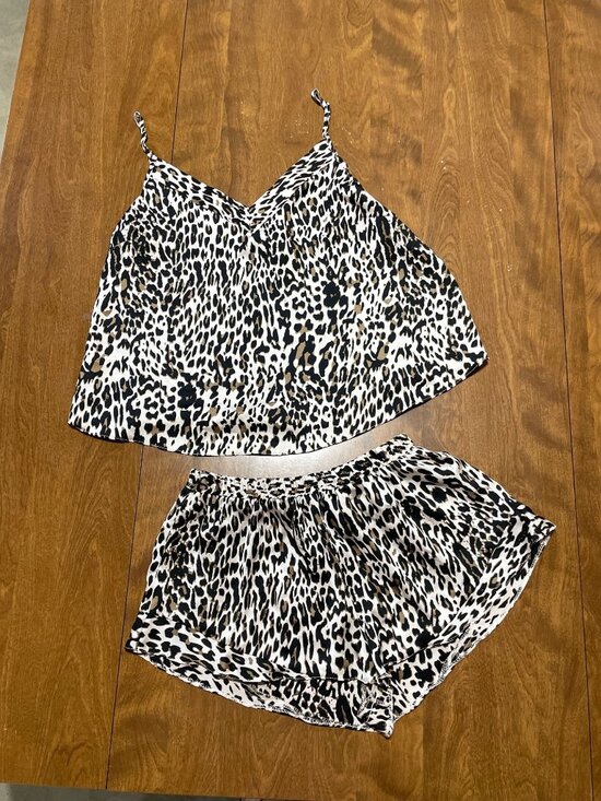 ASOS Other - ASOS Leopard Print Satin Tank Shorts Pajama Set Leopard Cheetah Animal Print 6